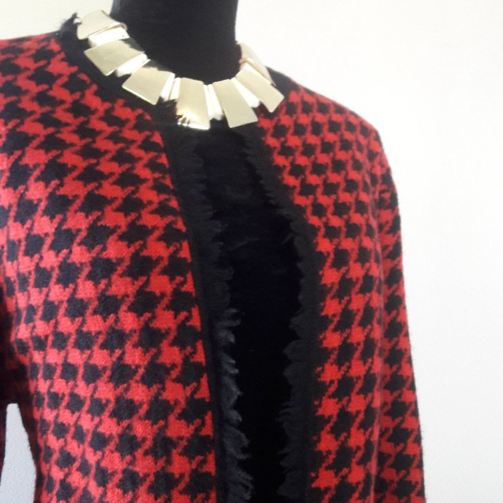 Noviveavix/Red/Black/ Houndstooth/ Wool Blazer - Picture 2 of 8